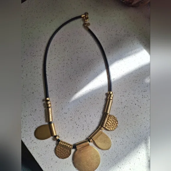 Madewell Gold Statement Necklace with Black Cord - Picture 3 of 7